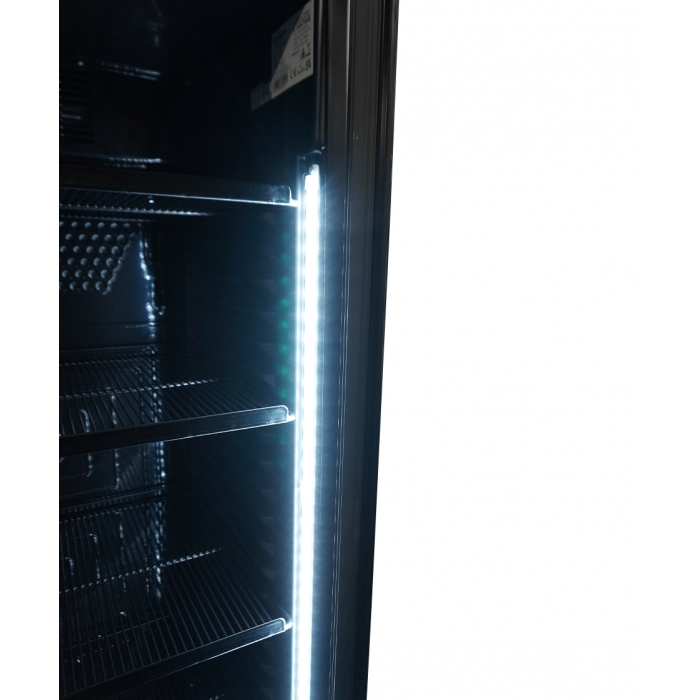RÉFRIGÉRATEUR 1 PORTE EN VERRE 382L NOIR SANS CANOPY  7464.0094 Combisteel