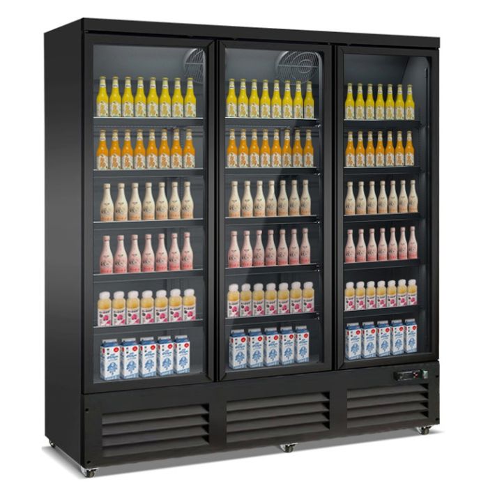 RÉFRIGÉRATEUR 3 PORTES EN VERRE NOIR CEB-1600R BL  7526.0110 Combisteel