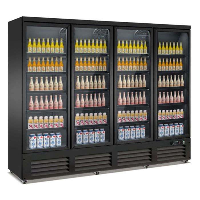 RÉFRIGÉRATEUR 4 PORTES EN VERRE NOIR CEB-2000R BL *TRANSPORT SUR DEMANDE*  7526.0115  Combisteel