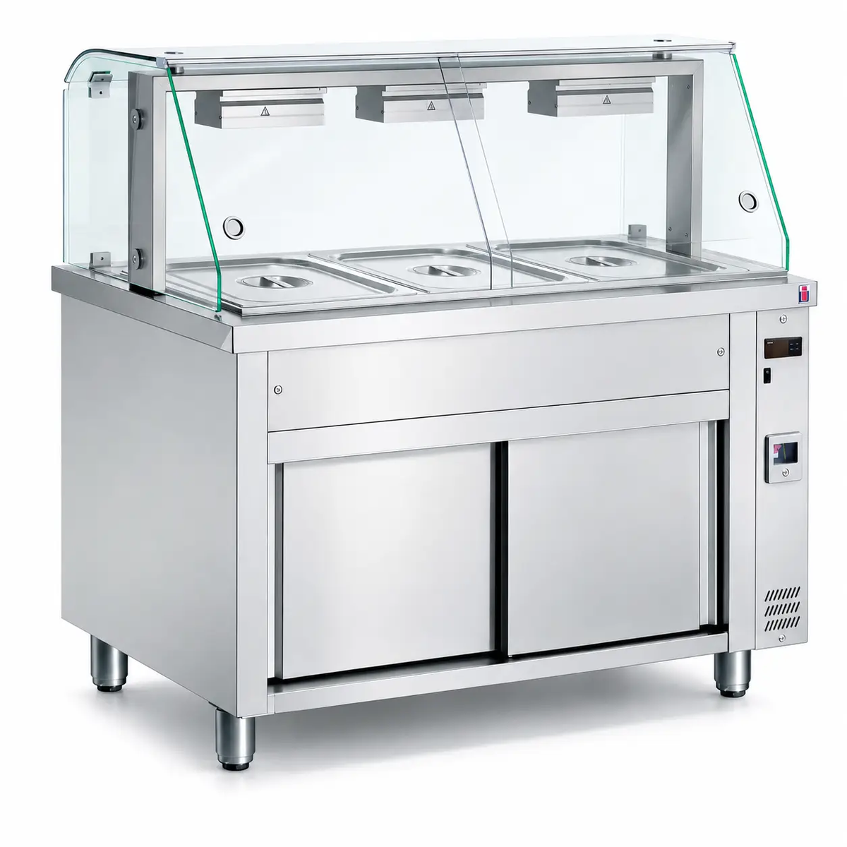 VITRINE CHAUFFANTE/ BAIN-MARIE SUR COFFRE Pare haleine 3 bacs réserve neutre - OBM3 - MAXI GASTRO by MAXIGASTRO