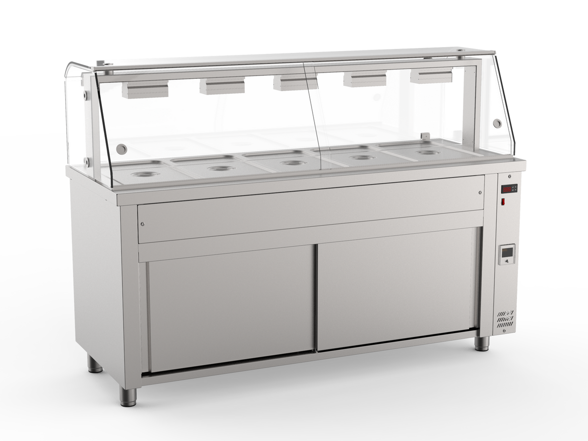 VITRINE CHAUFFANTE/ BAIN-MARIE SUR COFFRE Pare-haleine 5 bacs réserve neutre - OBM5 - MAXI GASTRO by Maxi gastro