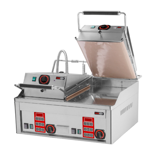 Clam - Steak gril électrique avec un minuteur numérique et deux plaques de contact 65x48 TOP | REDFOX - FTHC 60 ED + 2x KD 30 T