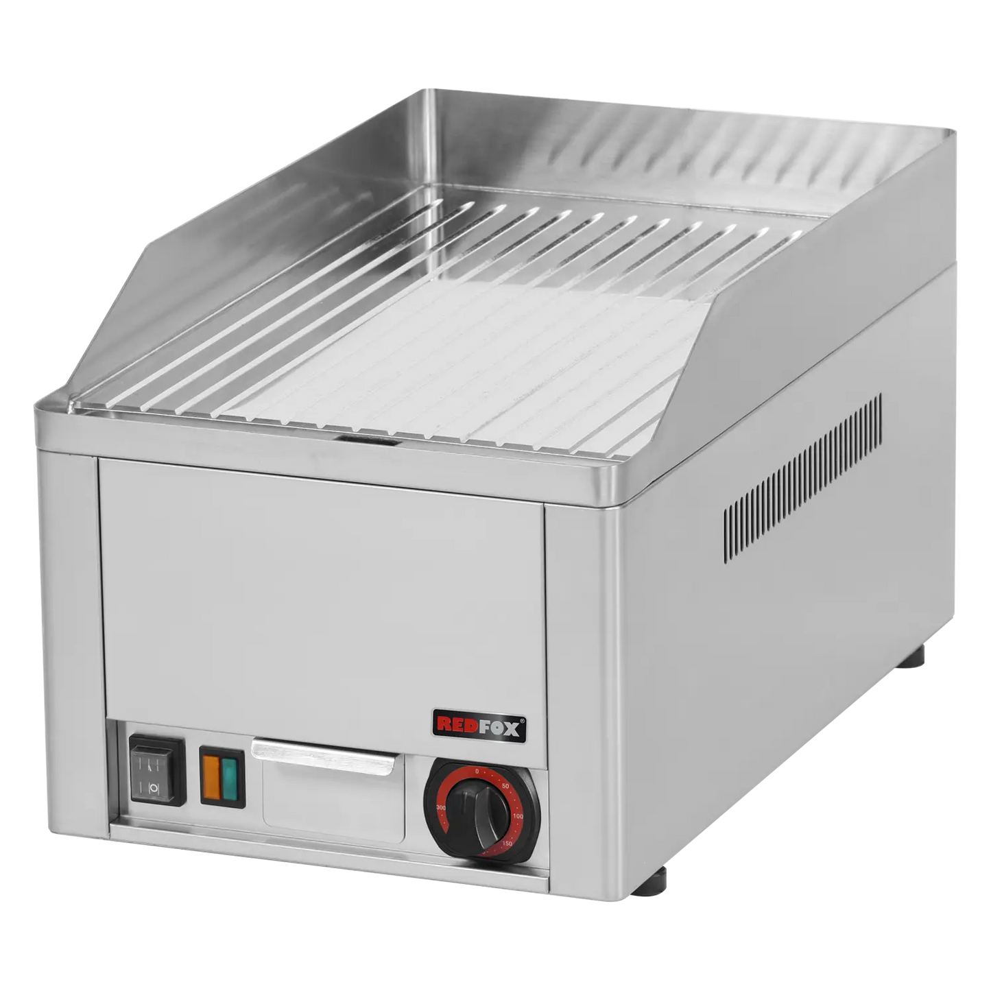 Plaque de cuisson électrique chromée rainurée 32 x 48 cm, 230 V | REDFOX - FTRC 30 E