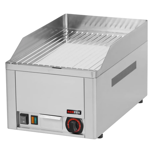 Plaque de cuisson électrique chromée rainurée 32 x 48 cm, 230 V | REDFOX - FTRC 30 E