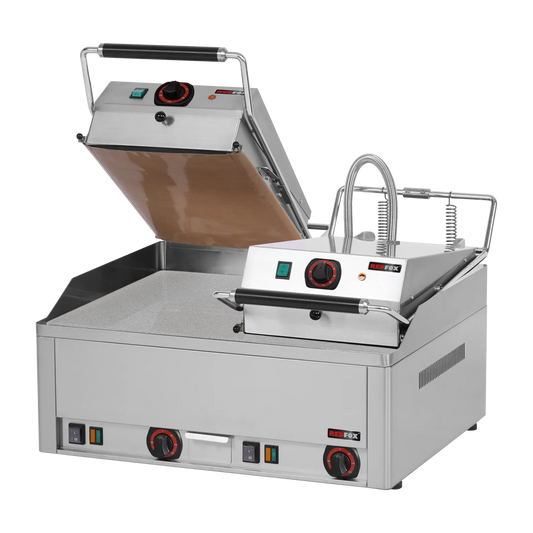 Clam - Steak gril électrique double 65x48 TOP chrome durable | REDFOX - KD 66 E