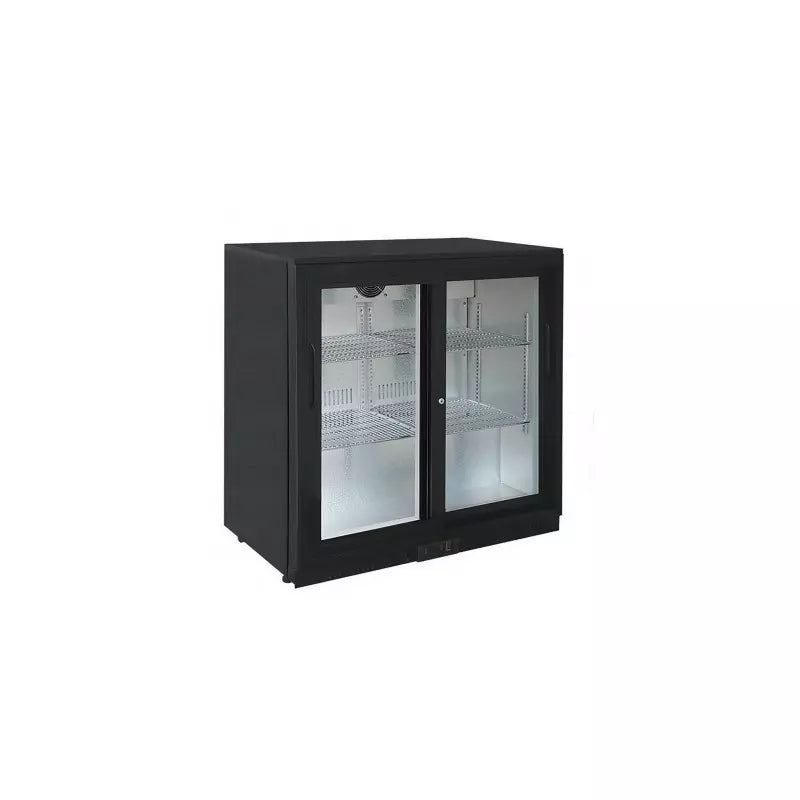 Arrière bar noir ventilé 2 portes coulissantes - LG198S - Cuistance by Cuistance