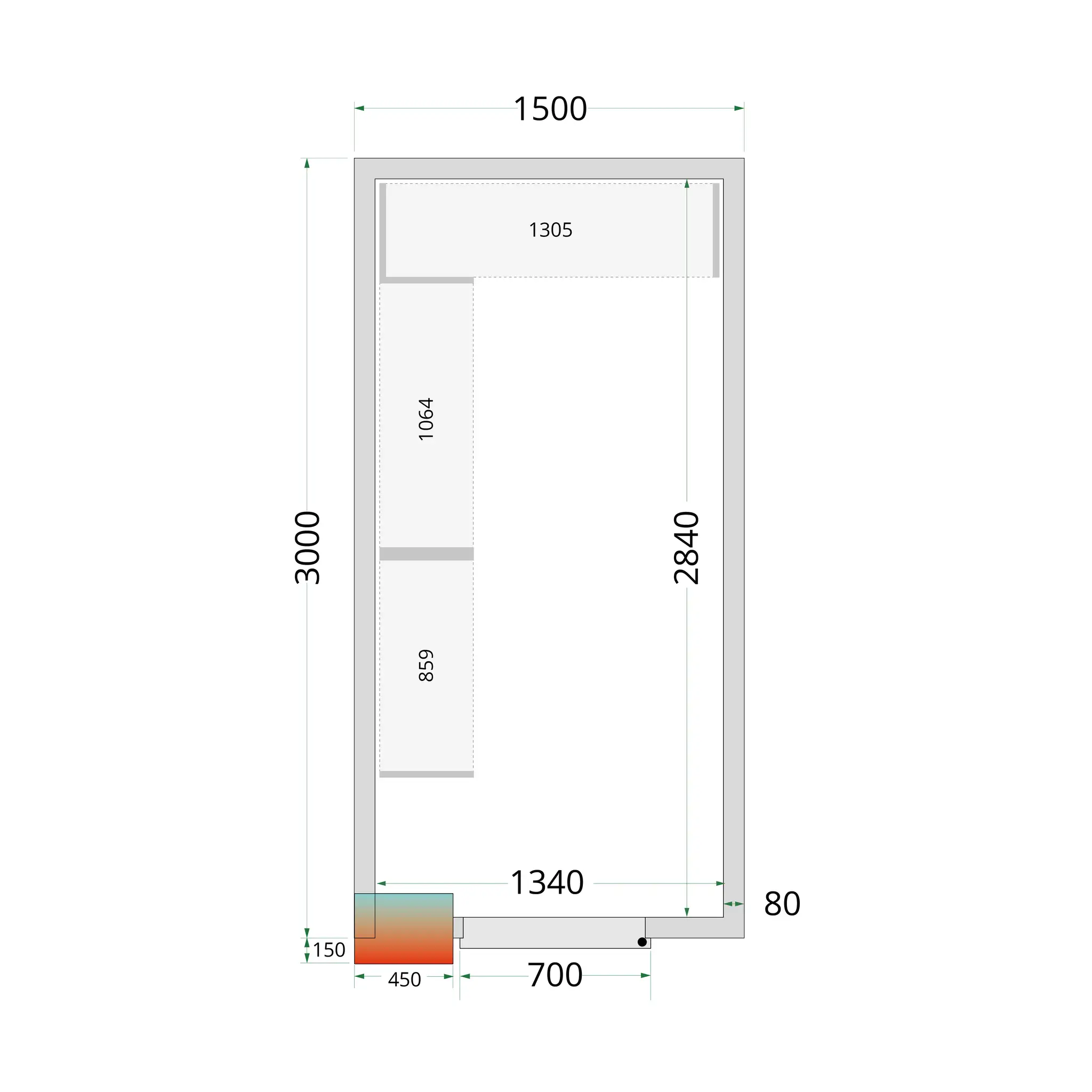 Panneaux de chambre froide 80 mm - TEFCOLD - CR-150X300X220-44070 by TEFCOLD