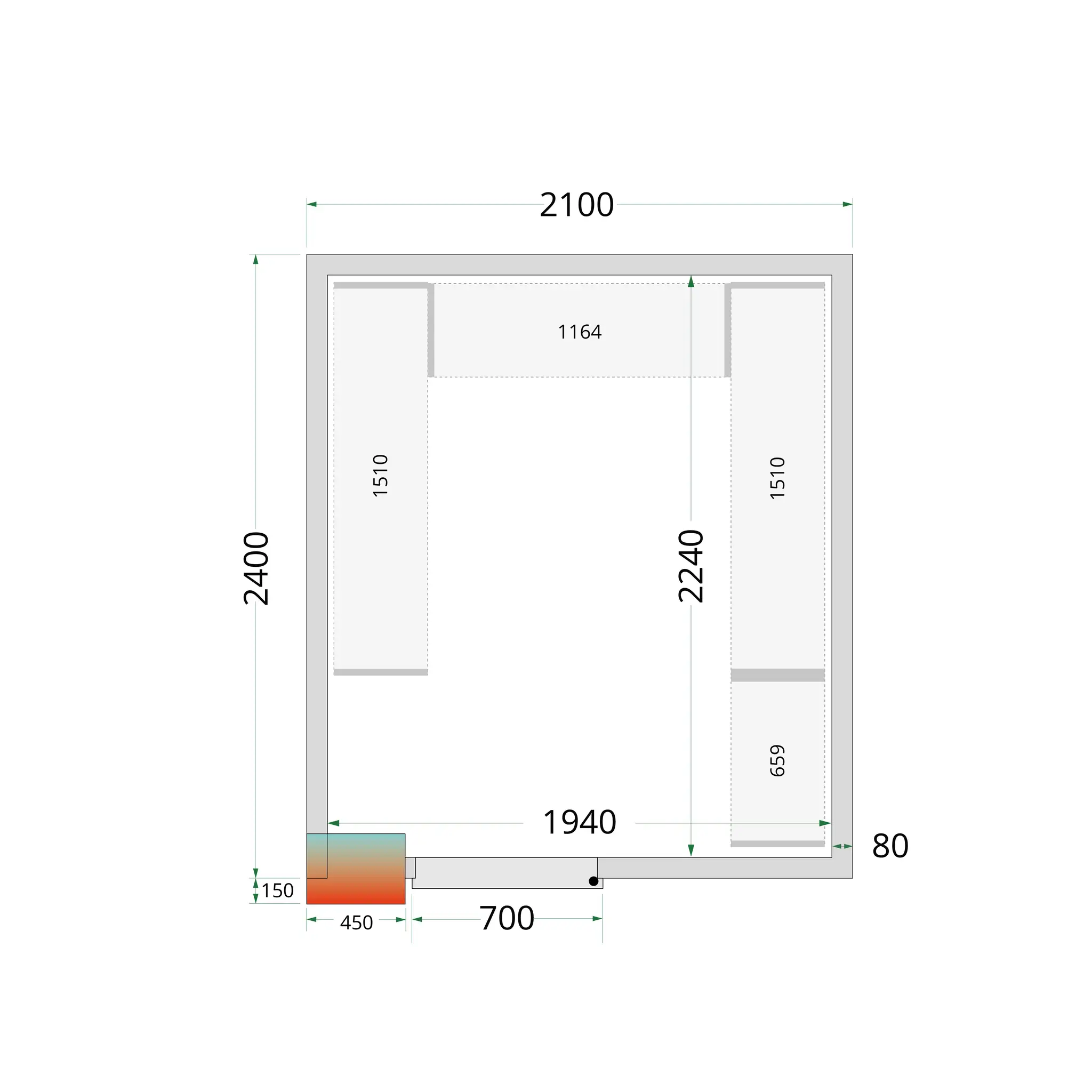Panneaux de chambre froide 80 mm - TEFCOLD - CR-210X240X220-44083 by TEFCOLD