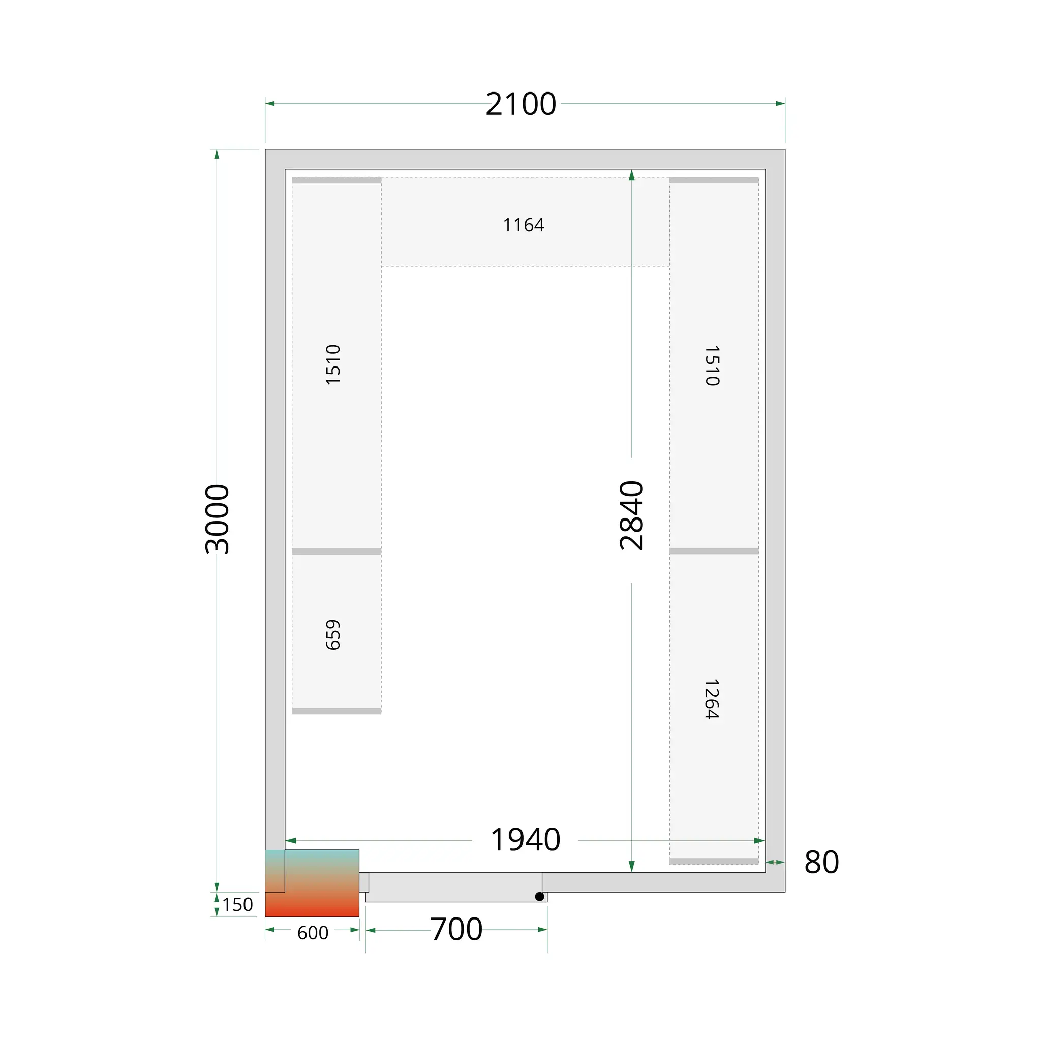 Panneaux de chambre froide 80 mm - TEFCOLD - CR-210X300X212-NF-44086 by TEFCOLD