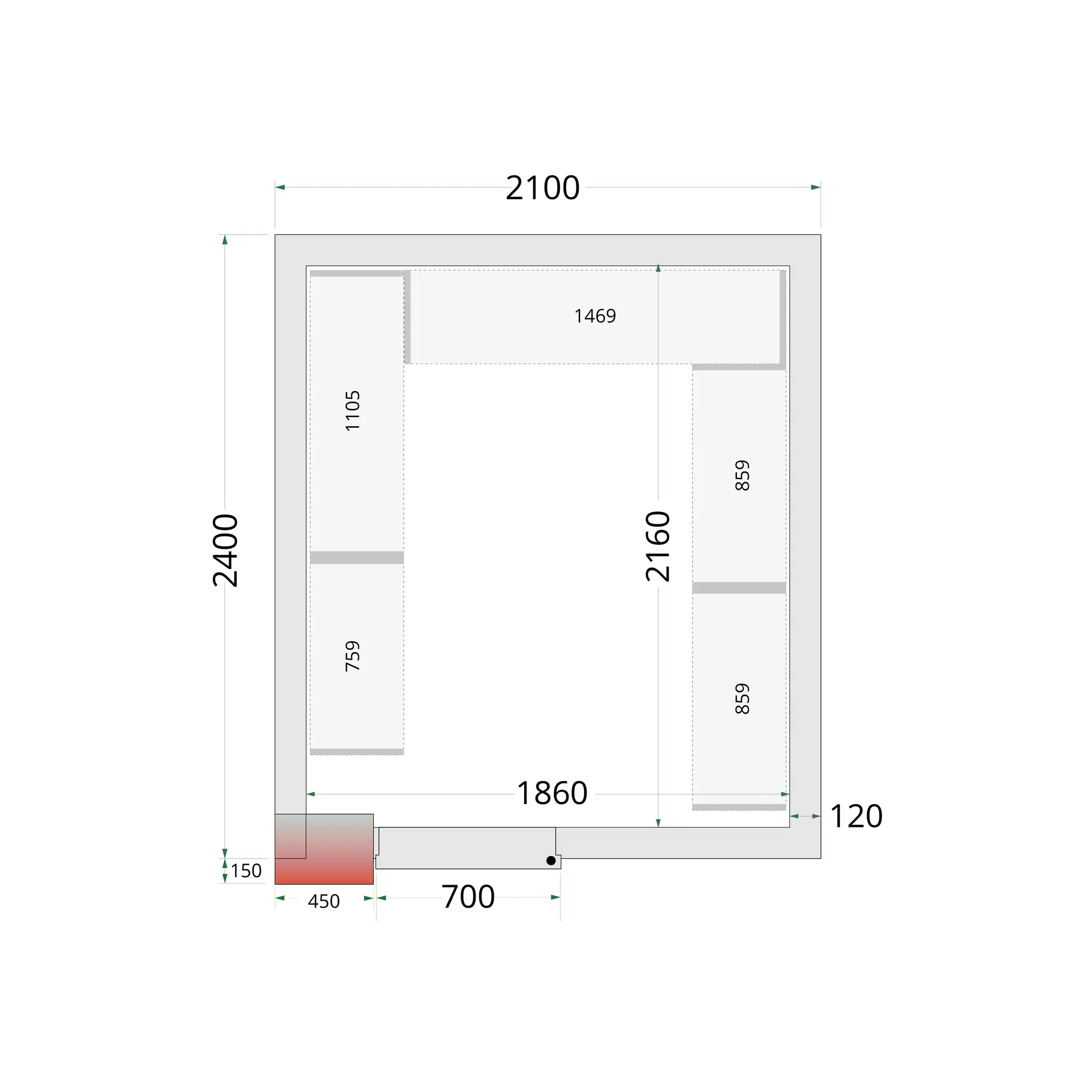Panneaux de chambre froide 120 mm - TEFCOLD - CR-210X240X220-44153 by TEFCOLD