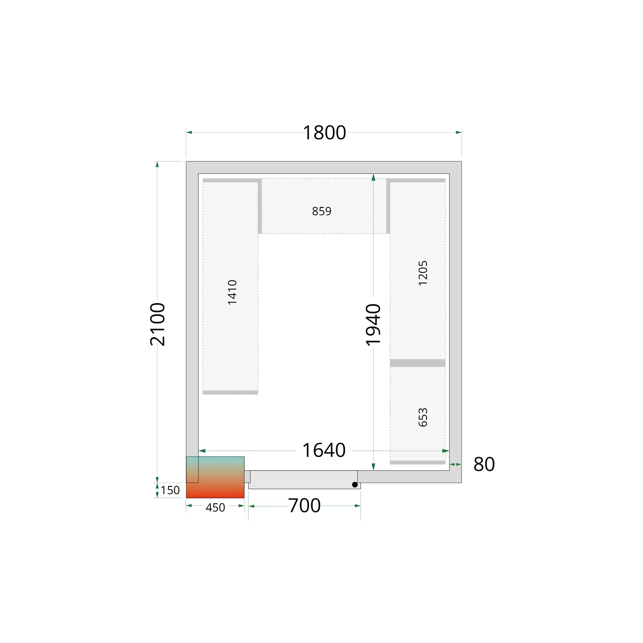 Panneaux de chambre froide 80 mm - TEFCOLD - CR-180X210X220-44074 by TEFCOLD