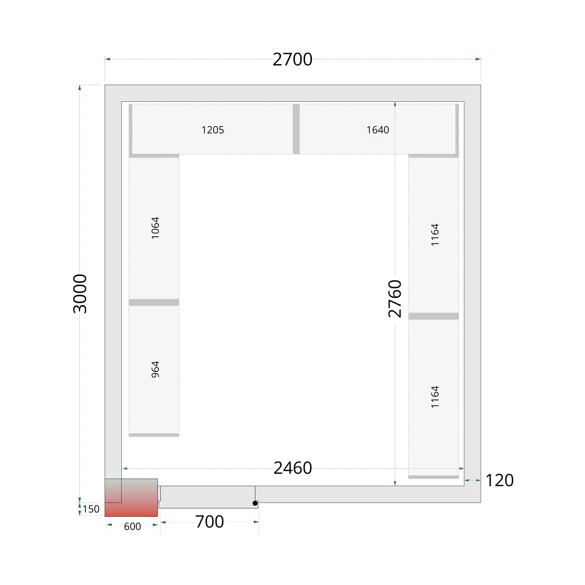 Panneaux de chambre froide 80 mm - TEFCOLD - CR-270X300X212-NF-44096 by TEFCOLD