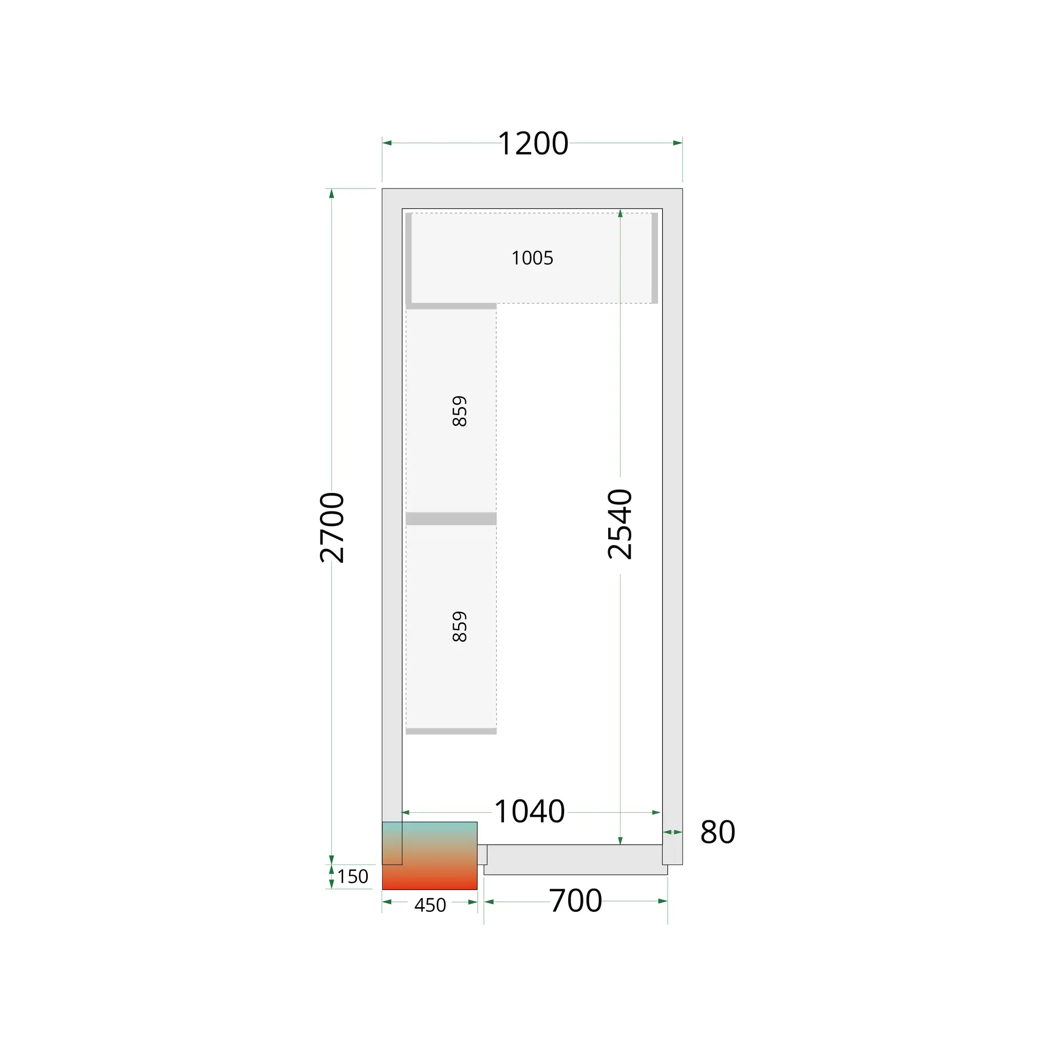 Panneaux de chambre froide 80 mm - TEFCOLD - CR-120X270X220-44039 by TEFCOLD