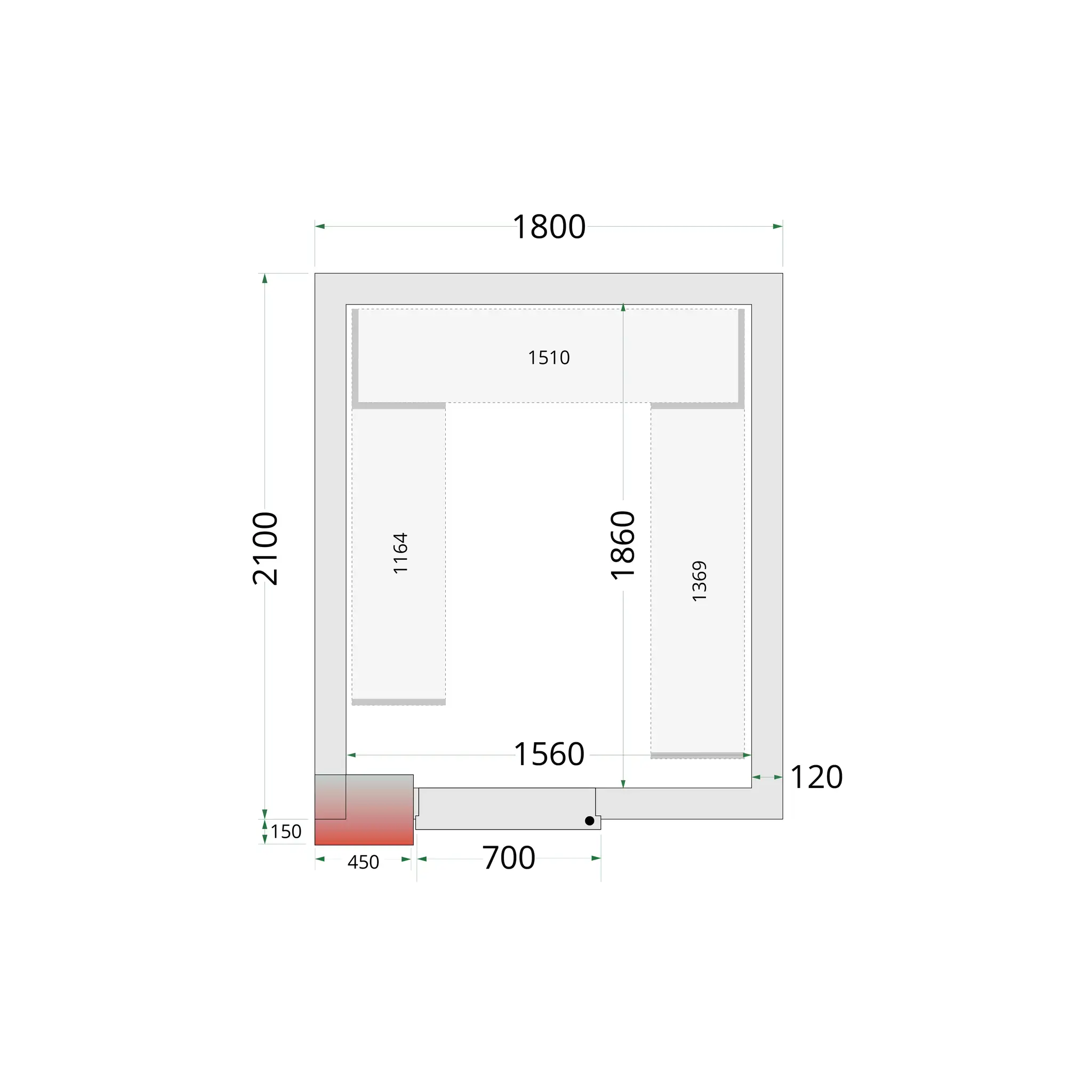 Panneaux de chambre froide 120 mm - TEFCOLD - CR-180X210X220-44148 by TEFCOLD