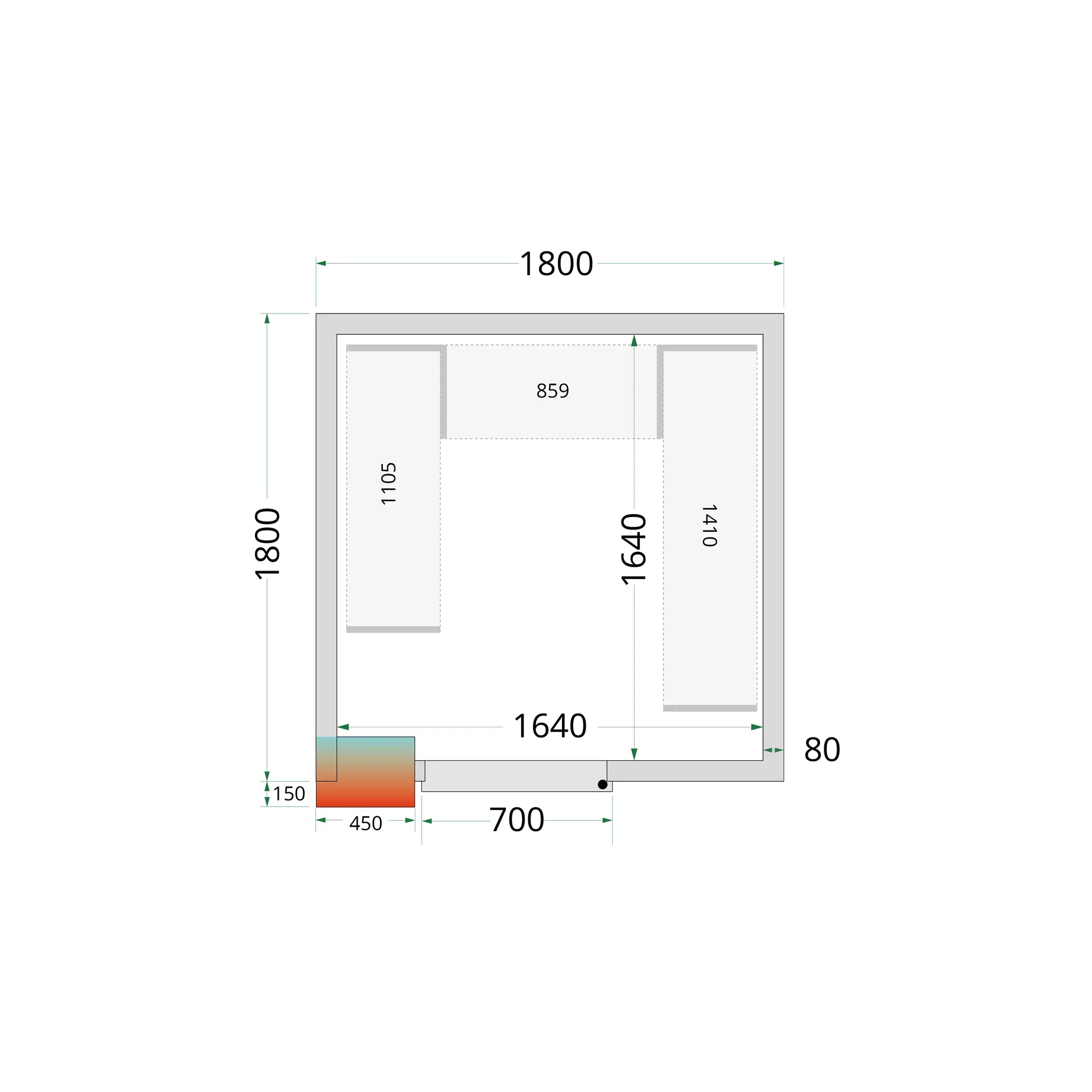 Panneaux de chambre froide 80 mm - TEFCOLD - CR-180X180X212-NF-44073 by TEFCOLD