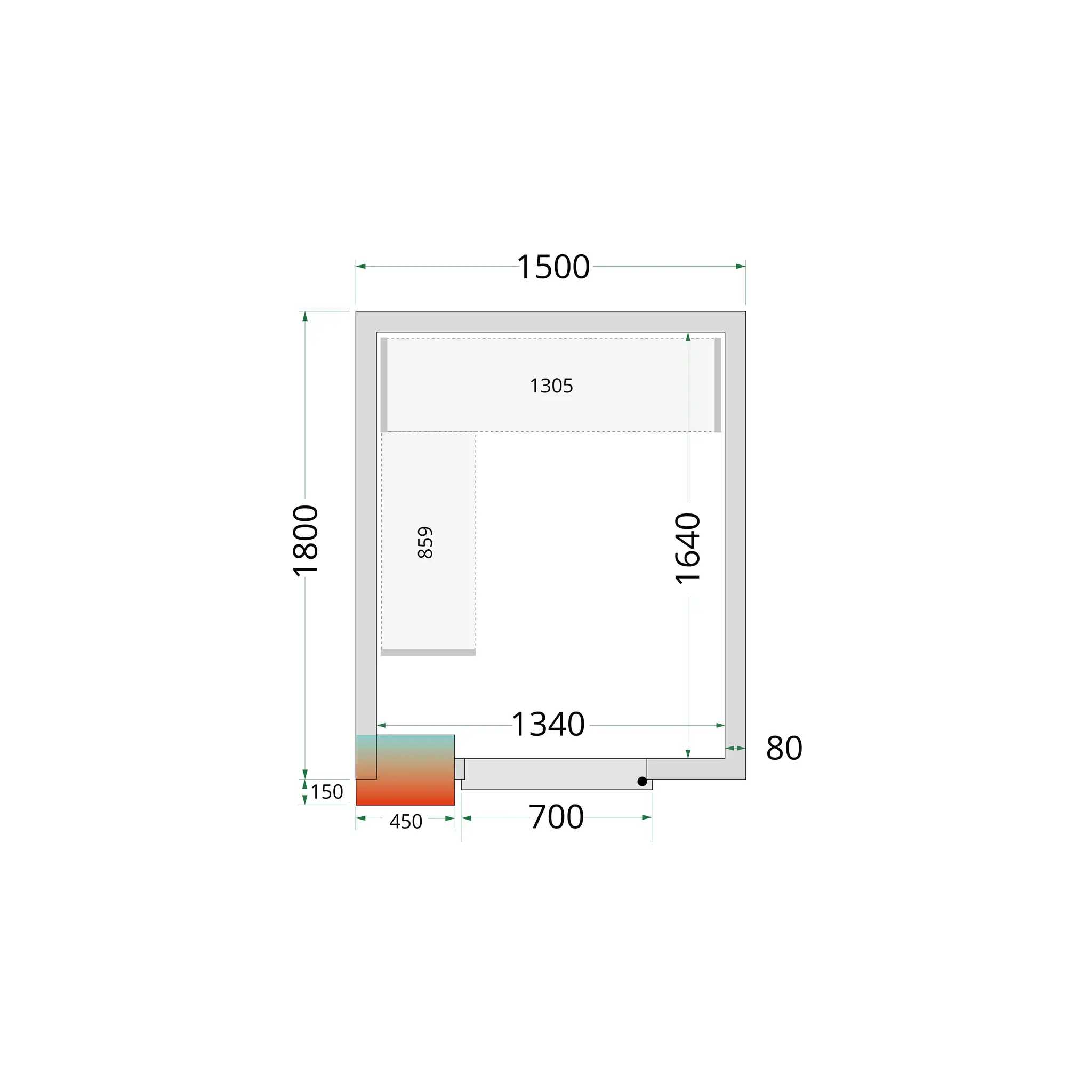 Panneaux de chambre froide 80 mm - TEFCOLD - CR-150X180X212-NF-44063 by TEFCOLD