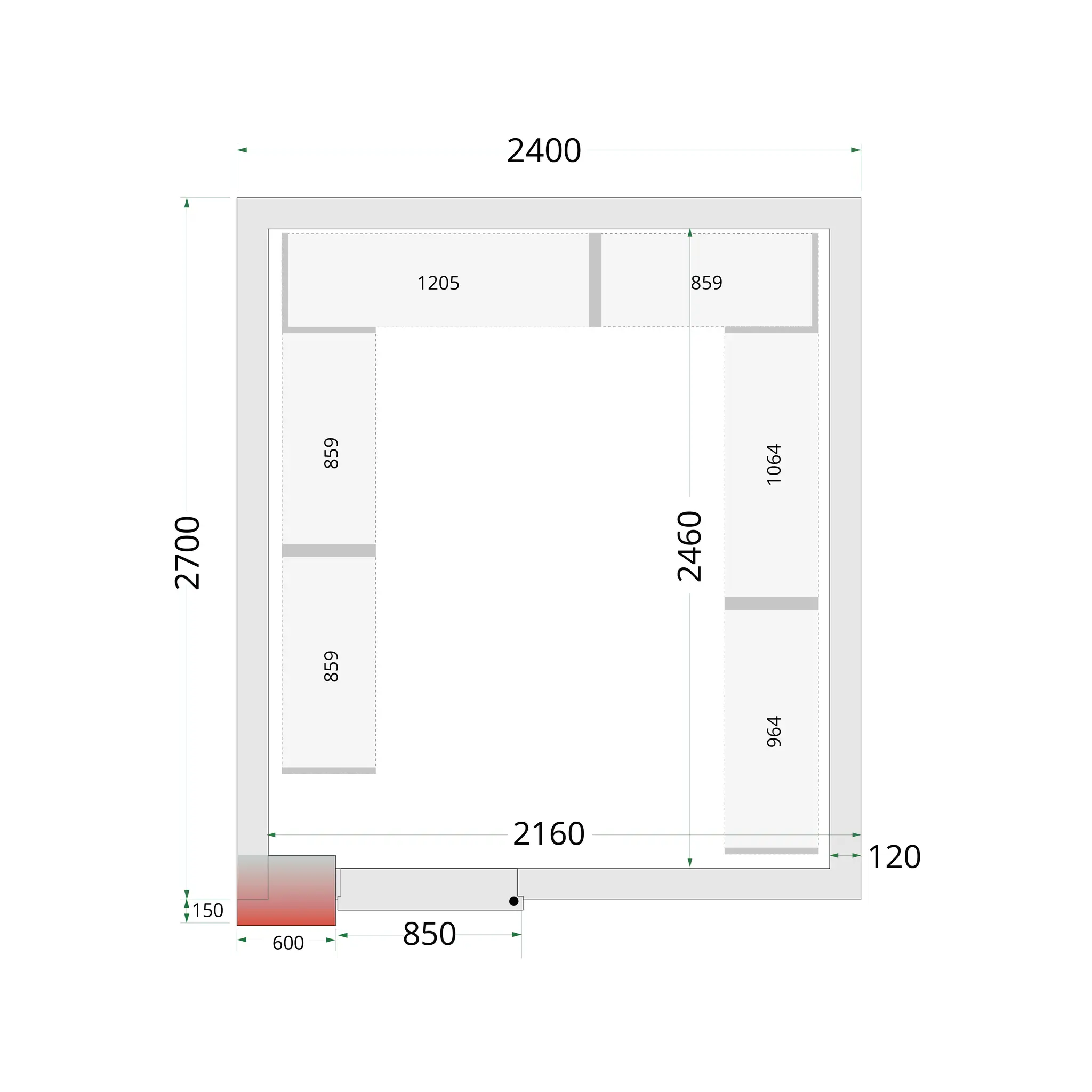 Panneaux de chambre froide 120 mm - TEFCOLD - CR-240X270X220-WD-51055 by TEFCOLD