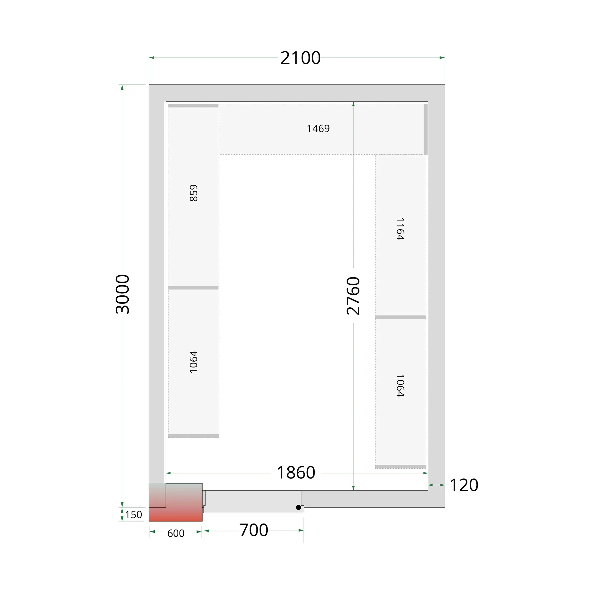 Panneaux de chambre froide 120 mm - TEFCOLD - CR-210X300X220-44155 by TEFCOLD