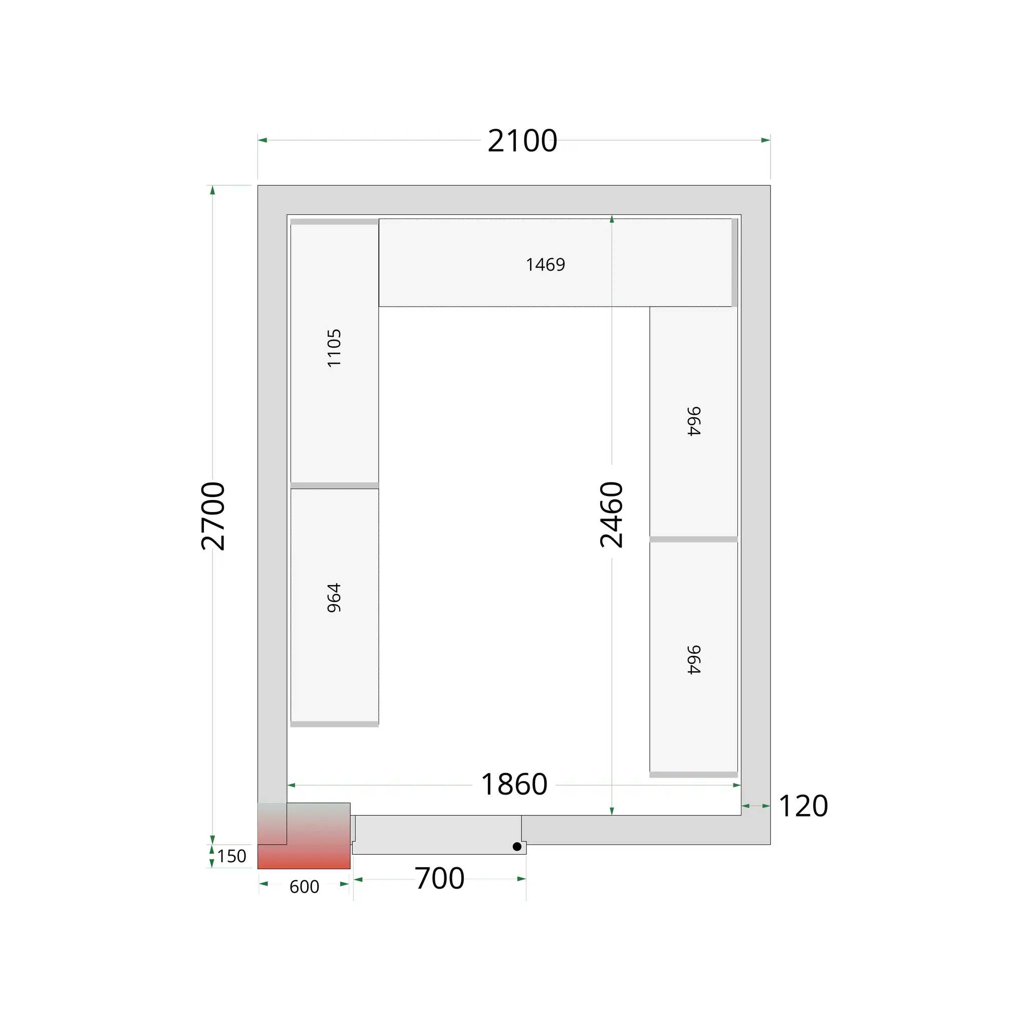 Panneaux de chambre froide 120 mm - TEFCOLD - CR-210X270X220-44154 by TEFCOLD