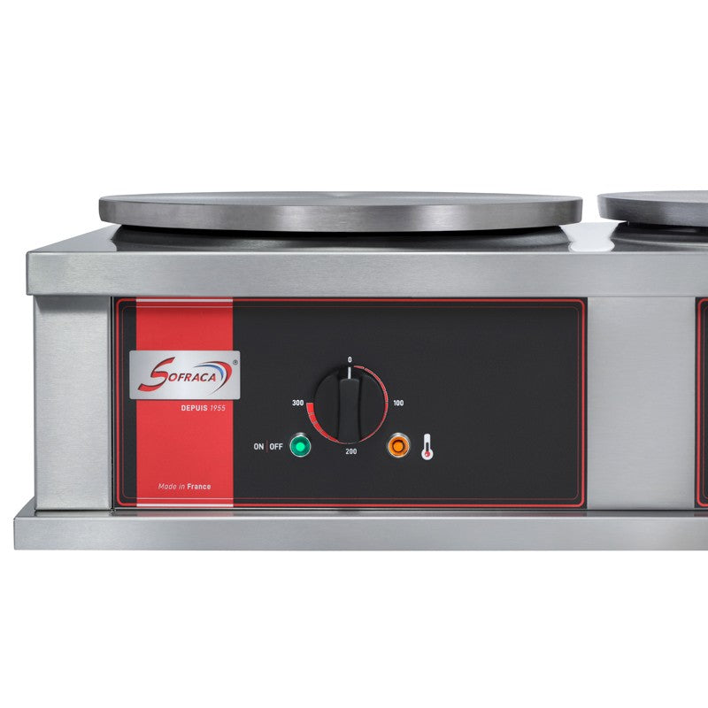 Crêpière électrique carrée professionnelle à usage intensif - Version double - Diamètre 40 cm - CR2CE40  Sofraca