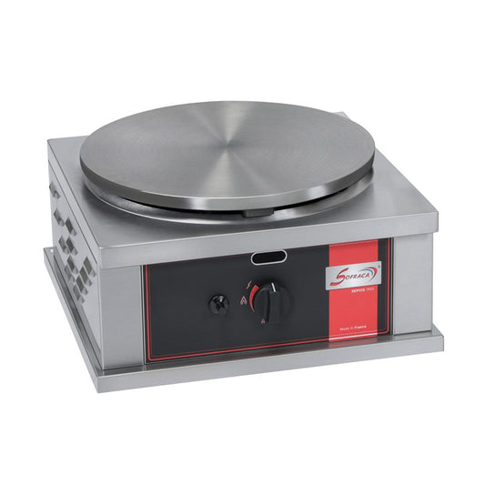 Crêpière gaz carrée professionnelle à usage intensif - Version simple - Diamètre 40 cm - CR1CG40  Sofraca