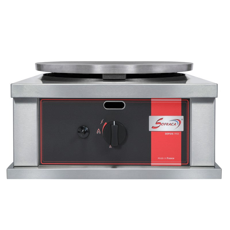 Crêpière gaz carrée professionnelle à usage intensif - Version simple - Diamètre 40 cm - CR1CG40 Sofraca by Sofraca