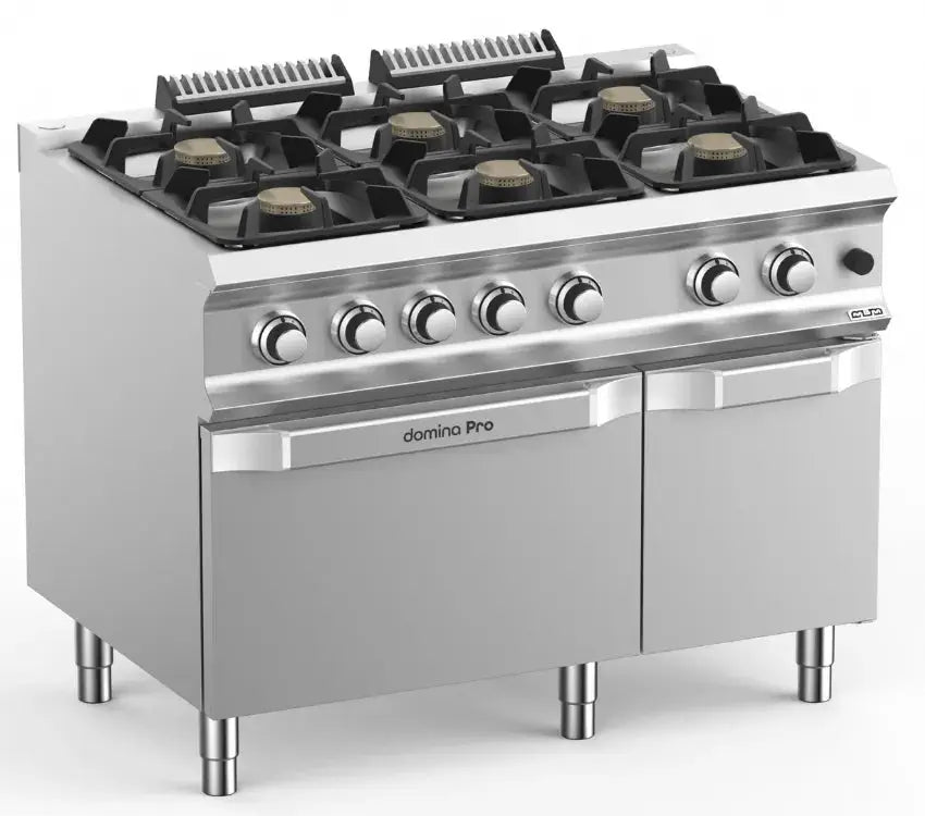 Fourneau professionnel a gaz 6 feux vif 5,5 kw sur four a gaz domina pro 700 - FB711AFGXS - MBM by MBM
