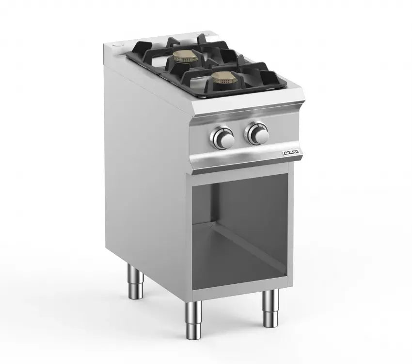 Fourneau professionnel a gaz 2 feux vif 7 kw sur sousbassment libre domina pro 700 - FB74AXL - MBM by MBM