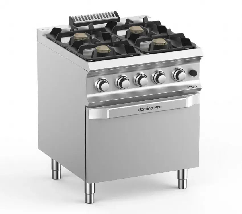 Fourneau professionnel a gaz 4 feux vif 5,5 kw sur sousbassment libre domina pro 700 - FB77FGXS - MBM by MBM