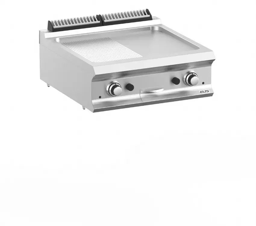 Plaque a snack professionnel a gaz plaque 1/2 lisse 1/2 rainurée a poser domina pro 700 - FTBG77TLR - MBM by MBM