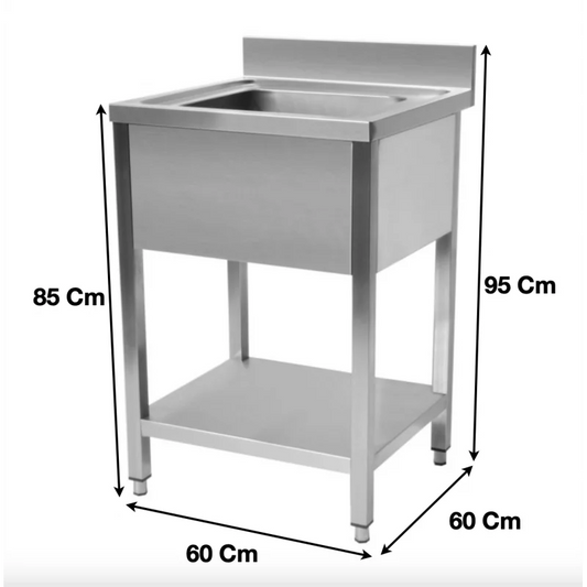 Plonge evier 1 bac avec sous tablette 600 x 600 x 950 mm - STSK066 - Cuistance