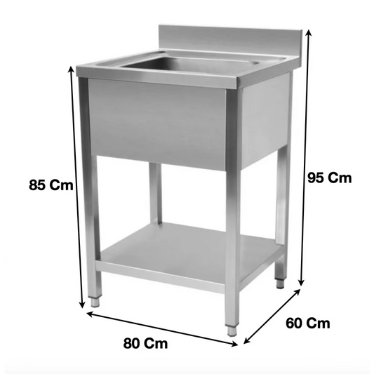 Plonge evier 1 bac avec sous tablette 800 x 600 x 950 mm - STSK086- Cuistance