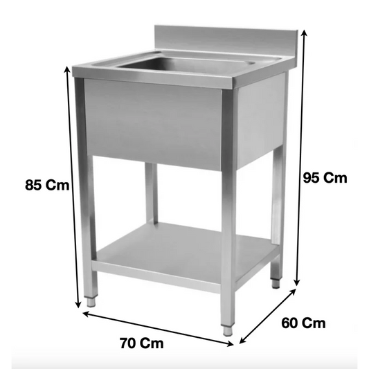 Plonge evier 1 bac avec sous tablette 700 x 600 x 950 mm - STSK076- Cuistance