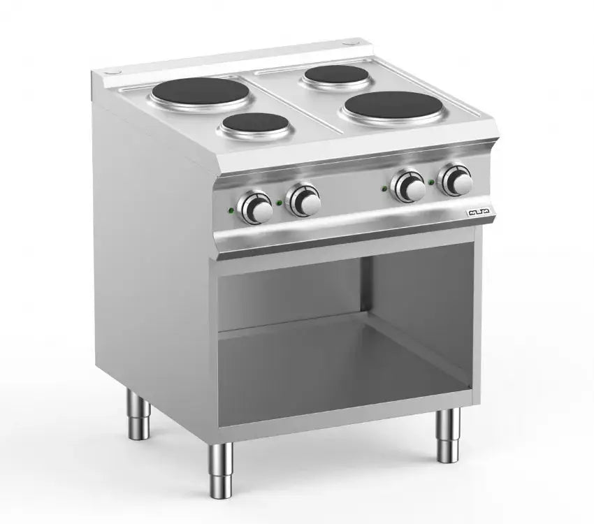 Fourneau professionnel electrique 4 plaque 2x1,5 kw et 2x2,6 kw sur sousbassment libre domina pro 700 - PR77A - MBM by MBM