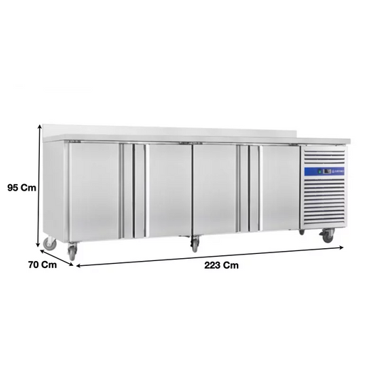 Table réfrigérée négative adossée 4 portes 480 L