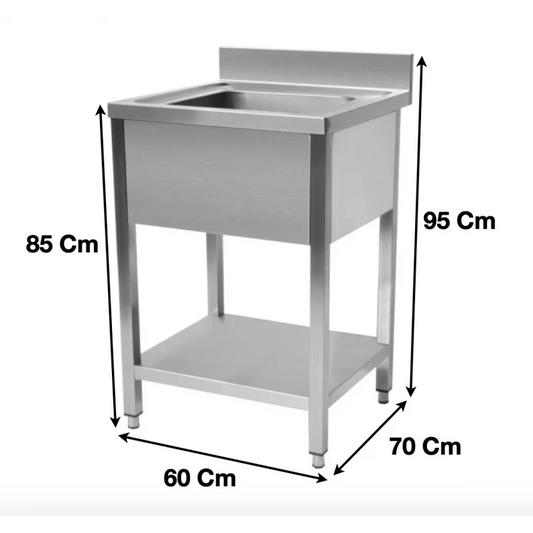 Plonge evier 1 bac avec sous tablette 600 x 700 x 950 mm   - STSK067 - Cuistance