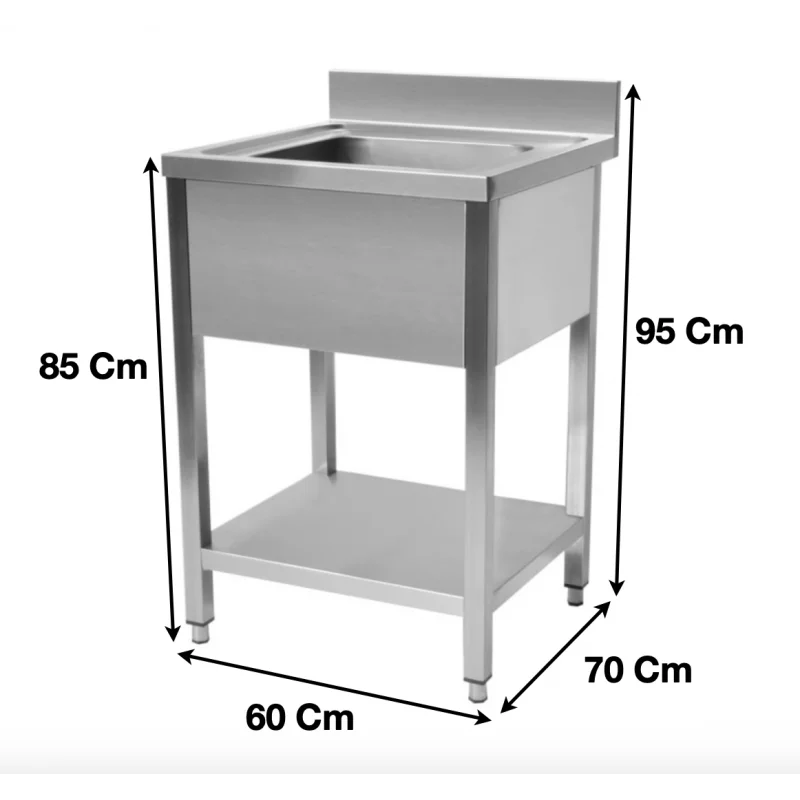Plonge evier 1 bac avec sous tablette 600 x 700 x 950 mm   - STSK067 - Cuistance