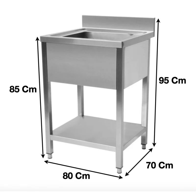 Plonge evier 1 bac avec sous tablette 800 x 700 x 950 mm - STSK087 - Cuistance