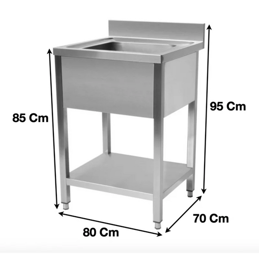 Plonge evier 1 bac avec sous tablette 800 x 700 x 950 mm - STSK087 - Cuistance
