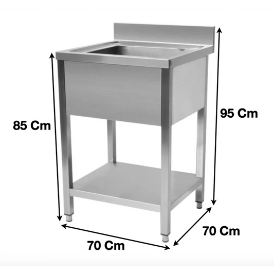 Plonge evier 1 bac avec sous tablette 700 x 700 x 950 mm - STSK077 - Cuistance