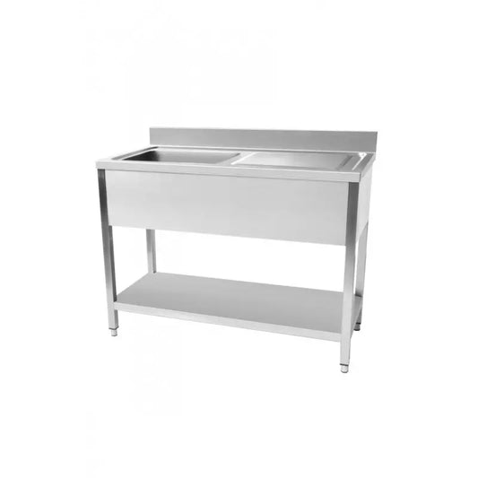 Plonge evier avec sous tablette 1200 x 700 x 950 mm cuve gauche
