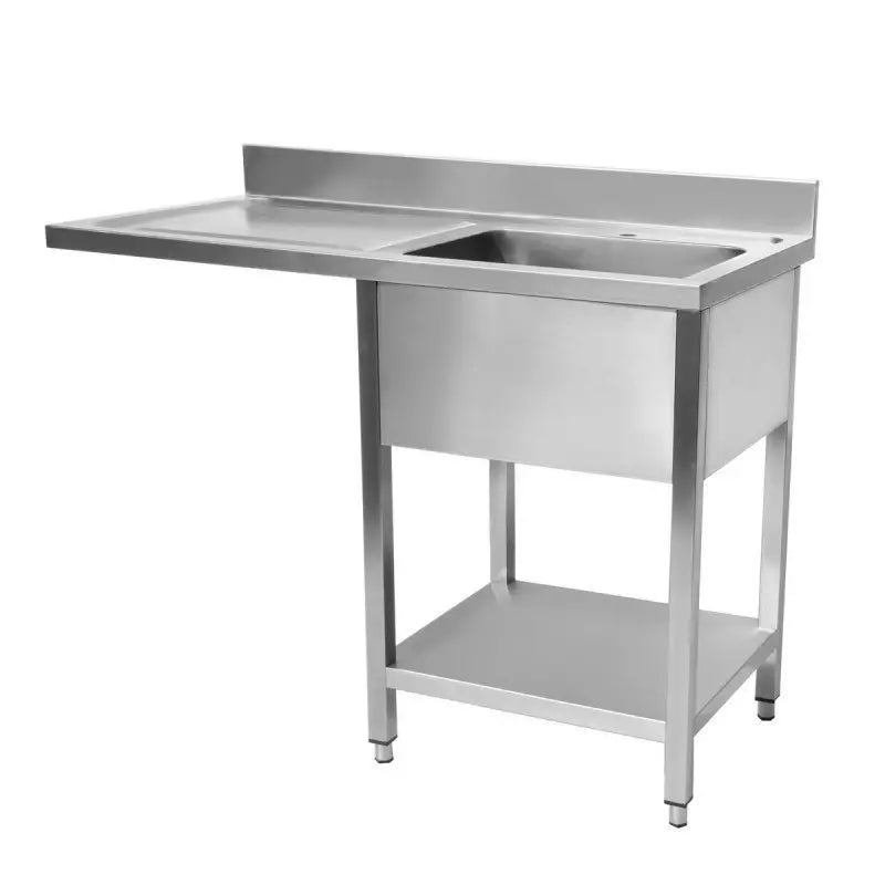 Plonge evier lave vaisselle avec sous tablette 1200 x 700 x 950 mm cuve droite + espace lave vaisselle  - STSD127L - Cuistance