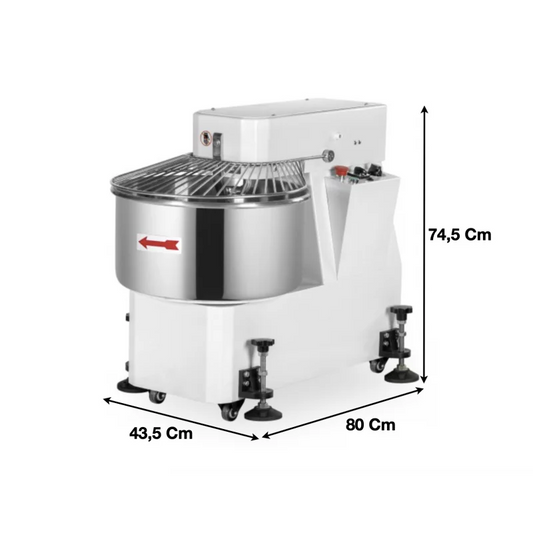 Pétrin à spirale avec tête fixe 1 vitesse 30 L