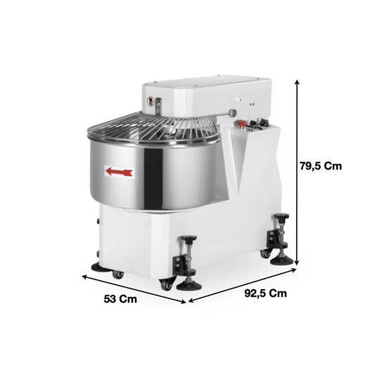 Pétrin à spirale avec tête fixe 1 vitesse 50 L