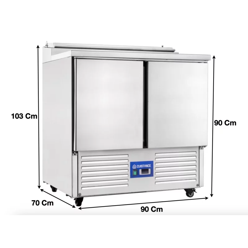 Saladette réfrigérée avec compartiments GN et plan de travail 2 portes