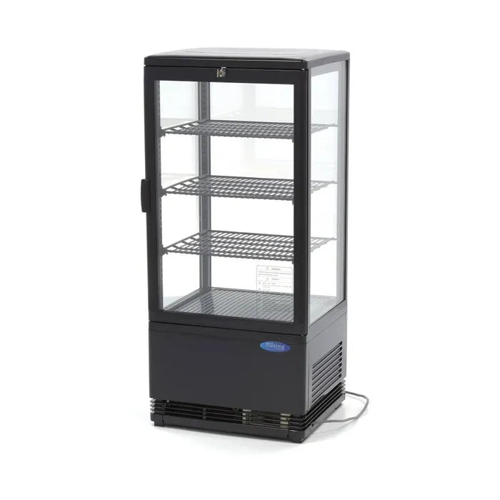 Vitrine réfrigérée Noir - 78 L - 4 faces vitré avec éclairage Led by Maxima