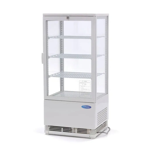 Vitrine réfrigérée - 78 L - 4 faces vitré - blanc avec éclairage Led
