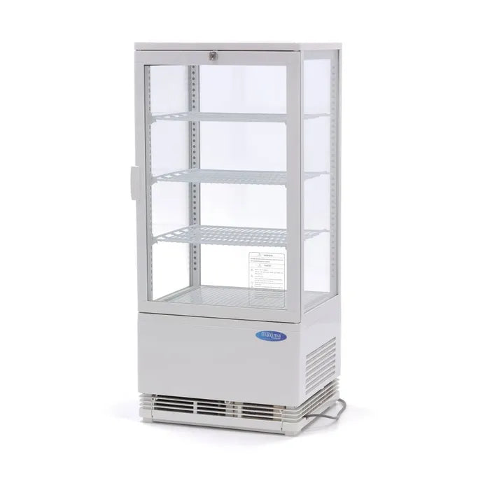 Vitrine réfrigérée - 78 L - 4 faces vitré - blanc avec éclairage Led by Maxima