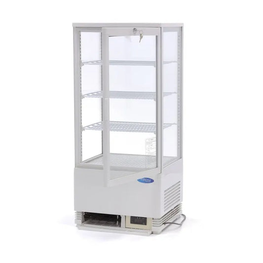 Vitrine réfrigérée - 78 L - 4 faces vitré - blanc avec éclairage Led