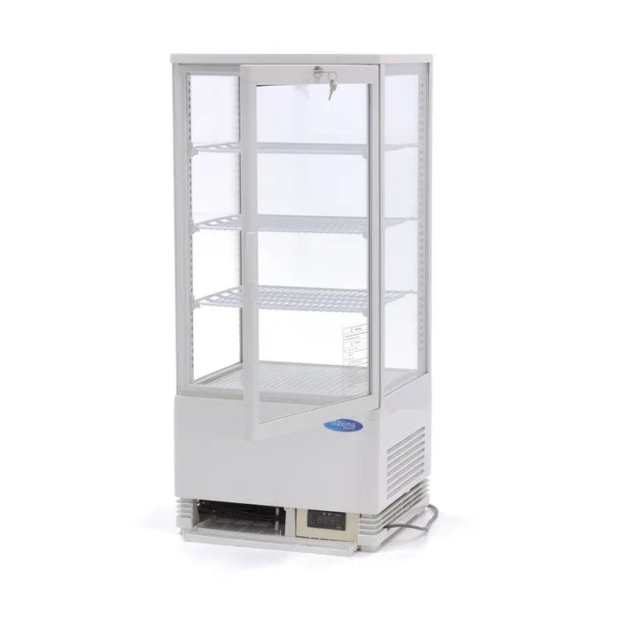 Vitrine réfrigérée - 78 L - 4 faces vitré - blanc avec éclairage Led by Maxima